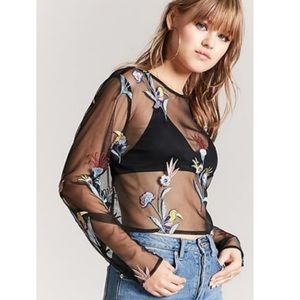 COPY - Forever 21 Mesh Embroidered Shirt